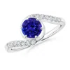 Angara Prong-set Tanzanite Bypass Ring With Diamond Accents In White Gold/deep Rich Violet Blue