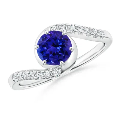 Angara Prong-set Tanzanite Bypass Ring With Diamond Accents In Blue