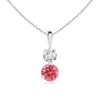 Angara Prong-set Two Stone Fancy Intense Pink And White Diamond Pendant In White Gold/fancy Intense