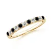 Angara Prong-set White And Enhanced Black Diamond Half Eternity Ring In Yellow Gold/grayish Black To Black