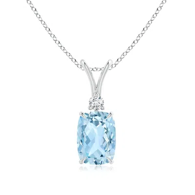 Angara Rectangular Cushion Aquamarine V-bale Pendant In Metallic