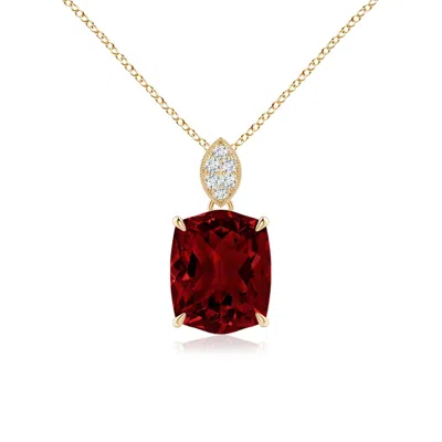 Angara Rectangular Cushion Garnet Leaf Bale Pendant In Burgundy