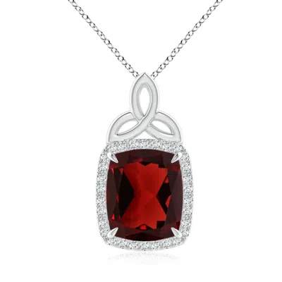 Angara Rectangular Cushion Garnet Pendant With Celtic Motif In Red