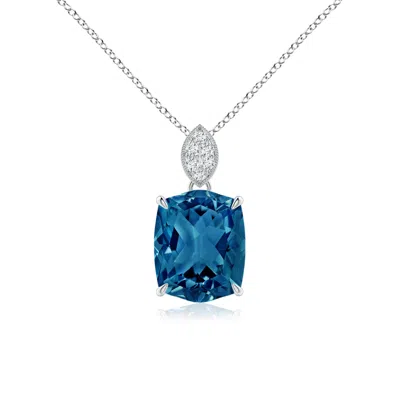 Angara Rectangular Cushion London Blue Topaz Leaf Bale Pendant