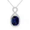 Angara Rectangular Cushion Sapphire Infinity Pendant In White Gold/medium To Rich Blue