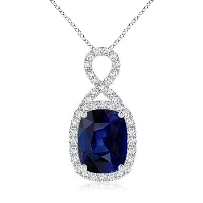 Angara Rectangular Cushion Sapphire Infinity Pendant In Metallic