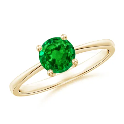 Angara Reverse Tapered Shank Emerald Solitaire Ring