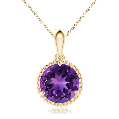 Angara Rope-framed Claw-set Amethyst Solitaire Pendant In Gold