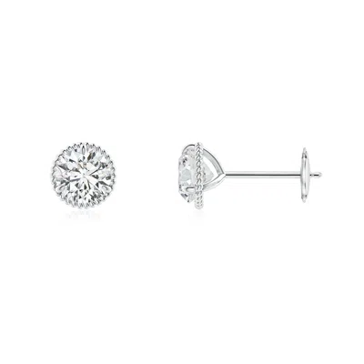 Angara Rope Framed Claw-set Diamond Martini Stud Earrings In Metallic