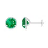 Angara Rope Framed Claw-set Emerald Martini Stud Earrings In White Gold/rich Medium Green