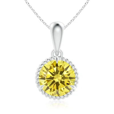 Angara Rope-framed Claw-set Fancy Intense Yellow Diamond Solitaire Pendant