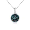 Angara Rope-framed Claw-set Lab-grown Alexandrite Solitaire Pendant In White Gold/bluish Green Changing To Brownish Or Pinkish Purple