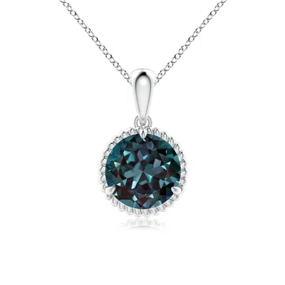 Angara Rope-framed Claw-set Lab-grown Alexandrite Solitaire Pendant In Metallic