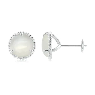Angara Rope Framed Claw-set Moonstone Martini Stud Earrings In Metallic