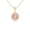 Angara Rope-framed Claw-set Morganite Solitaire Pendant In Yellow Gold/peach