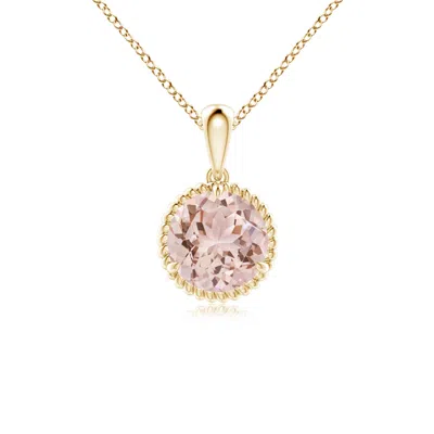 Angara Rope-framed Claw-set Morganite Solitaire Pendant In Gold