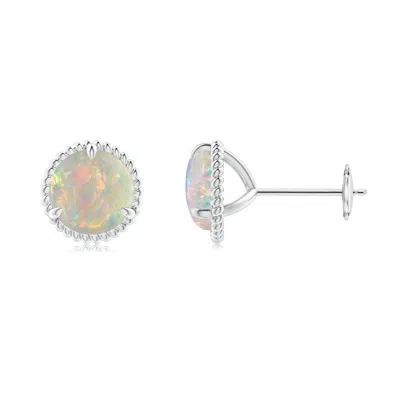 Angara Rope Framed Claw-set Opal Martini Stud Earrings In Metallic