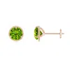 Angara Rope Framed Claw-set Peridot Martini Stud Earrings In Rose Gold/green