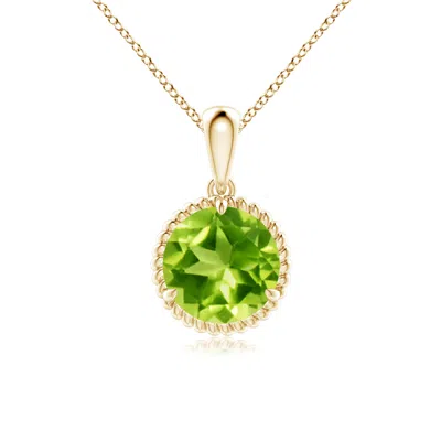 Angara Rope-framed Claw-set Peridot Solitaire Pendant In Gold