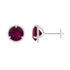 Angara Rope Framed Claw-set Rhodolite Martini Stud Earrings In White Gold/vivid Purplish Red
