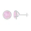 Angara Rope Framed Claw-set Rose Quartz Martini Stud Earrings In White Gold/medium Pink