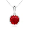 Angara Rope-framed Claw-set Ruby Solitaire Pendant In White Gold/medium Red