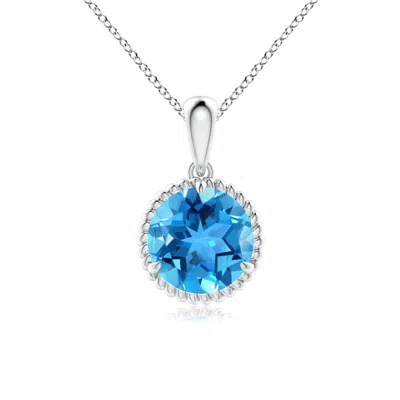 Angara Rope-framed Claw-set Swiss Blue Topaz Solitaire Pendant In Metallic