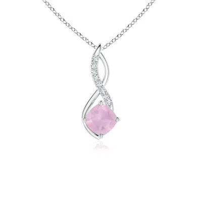 Angara Rose Quartz Infinity Pendant With Diamond Accents In Pink