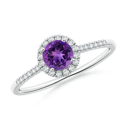 Angara Round Amethyst Halo Ring With Diamond Accents In Metallic