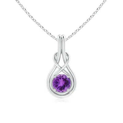 Angara Round Amethyst Solitaire Infinity Knot Pendant In Metallic
