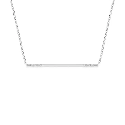 Angara Round & Baguette Diamond Horizontal Bar Pendant In Metallic