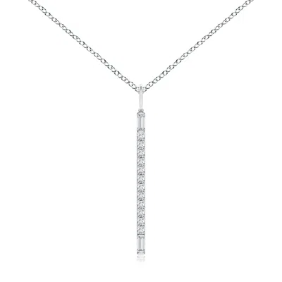 Angara Round & Baguette Diamond Vertical Bar Pendant In Metallic