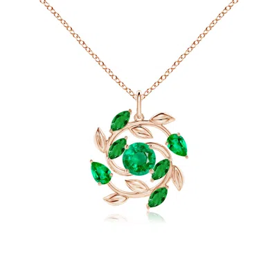 Angara Round And Marquise Emerald Olive Branch Pendant In Gold