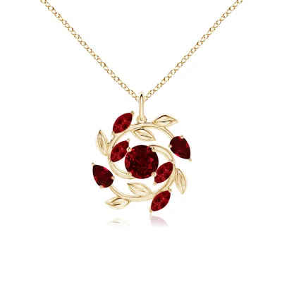 Angara Round And Marquise Ruby Olive Branch Pendant In Gold