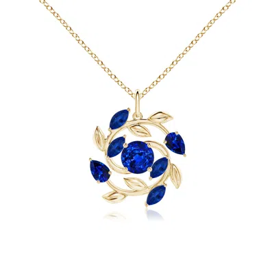 Angara Round And Marquise Sapphire Olive Branch Pendant In Gold