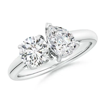 Angara Round & Pear Diamond Two-stone Engagement Ring In Metallic
