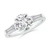 Angara Round And Tapered Baguette Diamond Side Stone Engagement Ring In White Gold/h