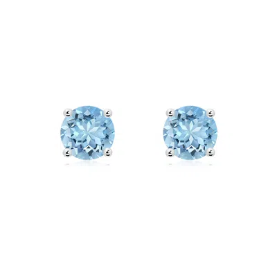 Angara Round Aquamarine Stud Earrings In Blue