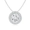 Angara Round Bezel-set Lab-grown Diamond Pendant With Halo In White Gold/f-g