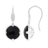 Angara Round Black Onyx Fish Hook Earrings With Diamond Accents In White Gold/black