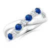 Angara Round Blue Sapphire And Diamond Crossover Ring In White Gold/medium To Rich Blue