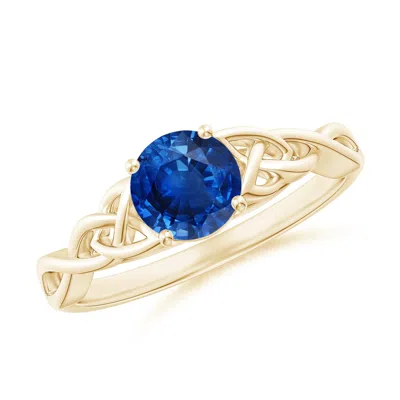 Angara Round Blue Sapphire Celtic Knot Engagement Ring In Gold