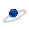 Angara Round Blue Sapphire Engagement Ring With Marquise Diamonds In White Gold/medium To Rich Blue