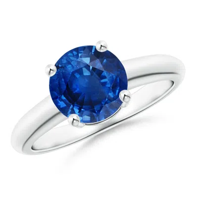 Angara Round Blue Sapphire Solitaire Engagement Ring In Metallic