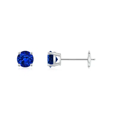 Angara Round Blue Sapphire Stud Earrings