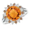Angara Round Citrine Triple Split Shank Ring With Alternating Halo In White Gold/golden