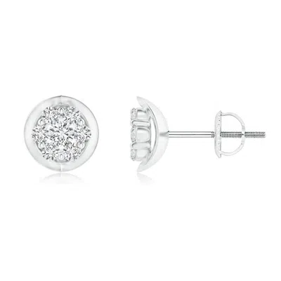 Angara Round Cluster Diamond Cradle Stud Earrings