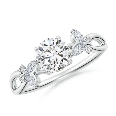 Angara Round Diamond Butterfly Engagement Ring In Metallic