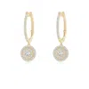 Angara Round Diamond Cluster Halo Hoop Drop Earrings In Yellow Gold/g
