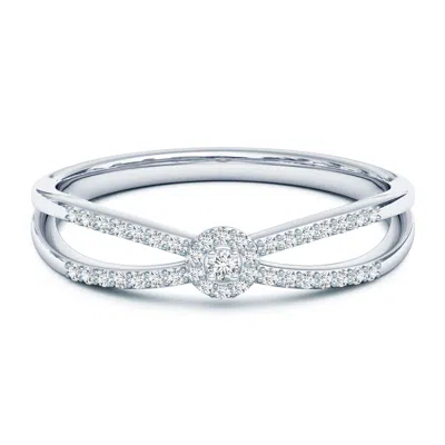 Angara Round Diamond Cluster Split Shank Promise Ring In Metallic
